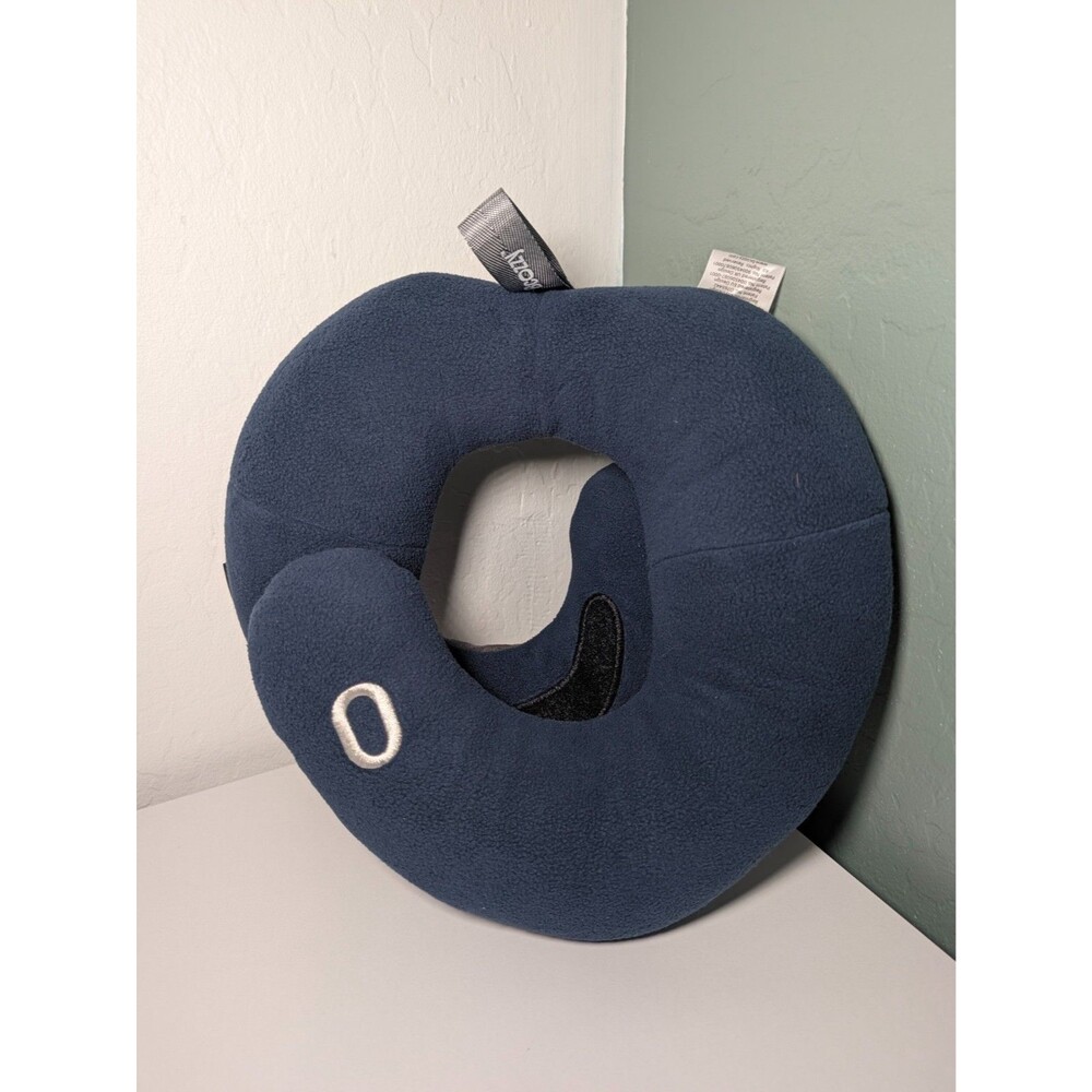 BCOZZY Travel Neck Pillow XL Blue Gray Double Neck Head Chin Support NWOT No Bag
